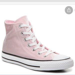 Pink Velvet High Top Converse